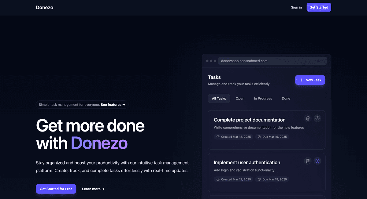 Donezo - Task Management App gallery image 1